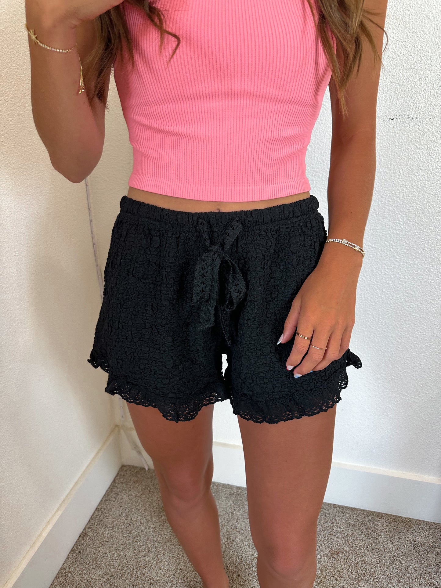 Black Crochet Shorts