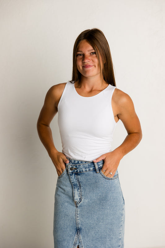 White Cropped Tank