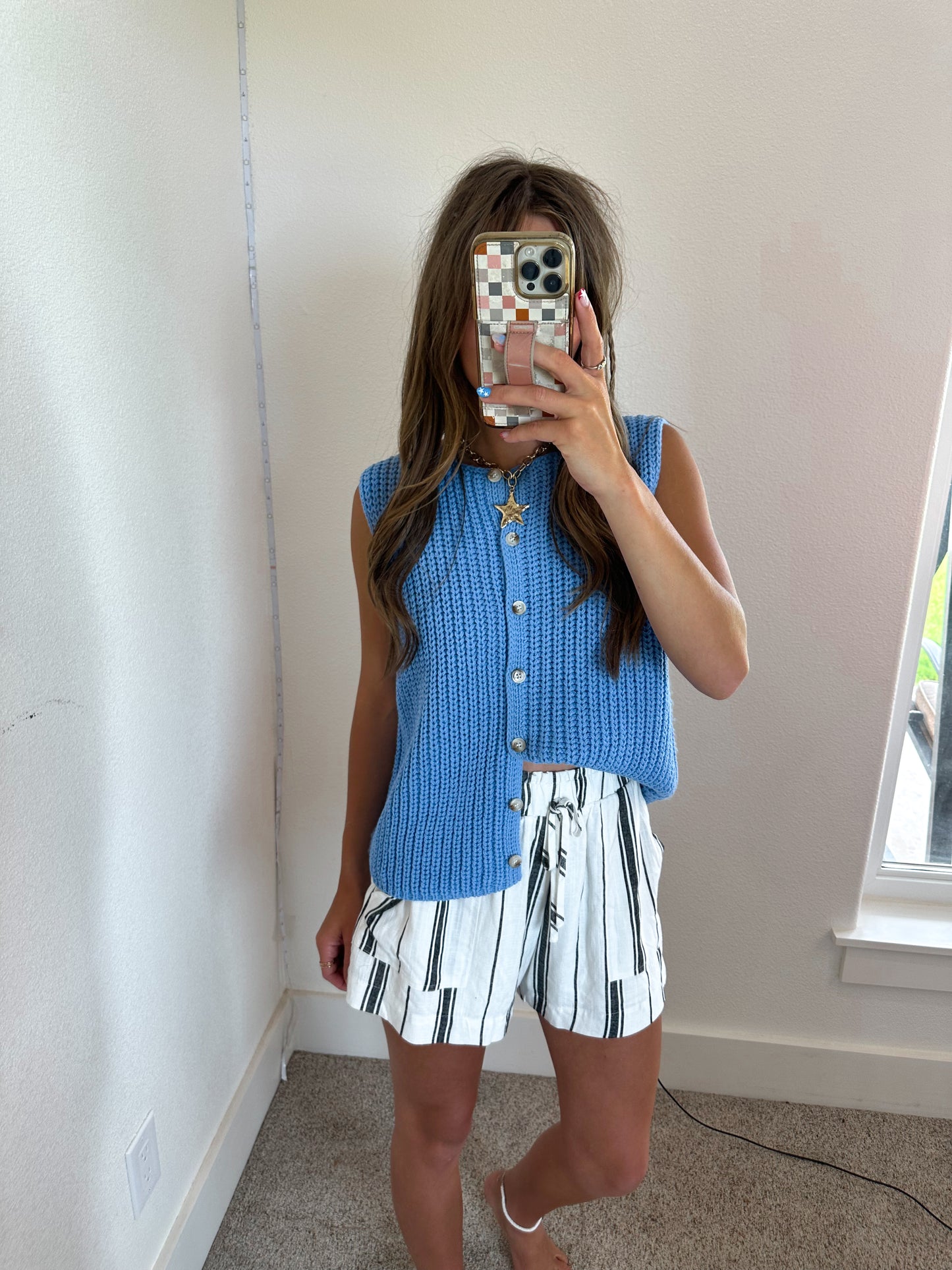 Black & Ivory Striped Shorts (100% Cotton)